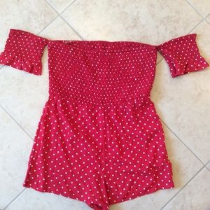 NWT Ivy + Main Red Off Shoulder Romper Size XL